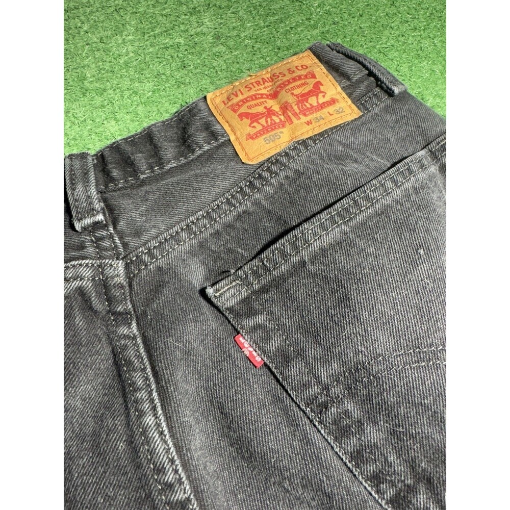 Levi's 505 Jeans Men's 34X32 Black Denim Straight Regular Fit (33x30 Actual) - Picture 2 of 9
